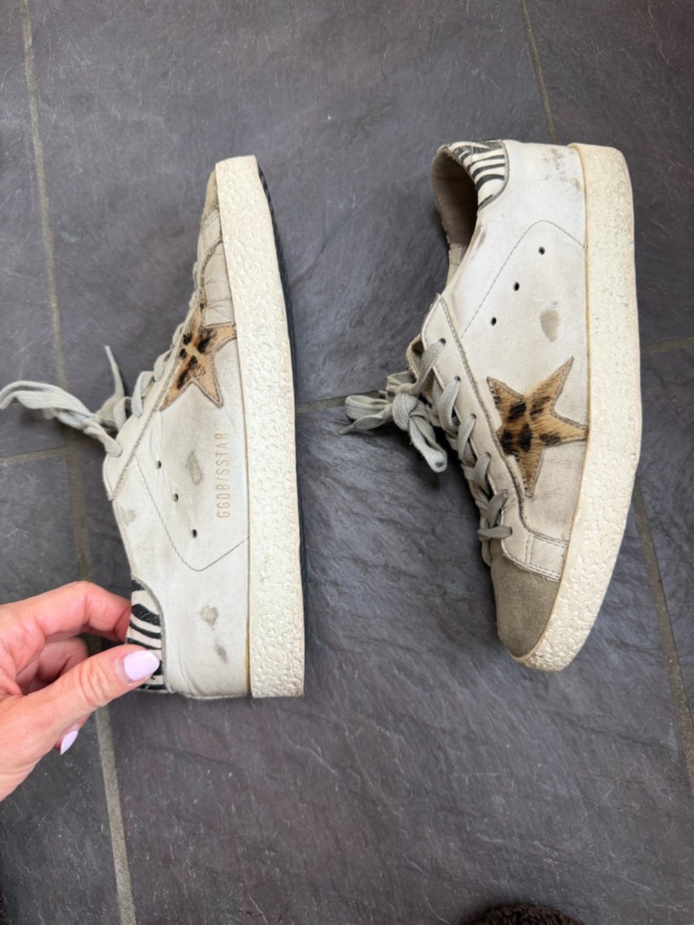 Golden Goose White and Leopard Accent Super-Star Sneaker - Picture 5 of 10